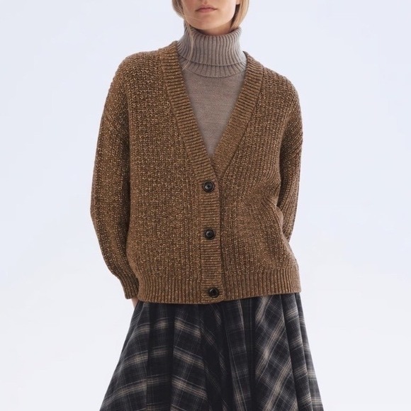 Universal Thread Sweaters - Universal Thread Brown/Tan Long Sleeve Button Up Oversized Chunky Knit Sweater